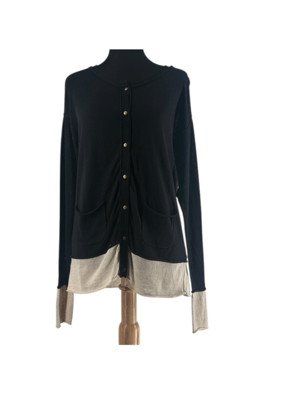 Michael Stars cardigan linen snap front sweater light weight lagenlook sz M